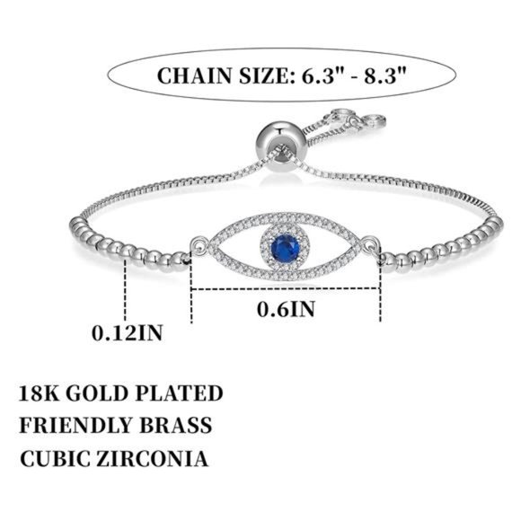 Guardian Gaze: 18K Gold Plated Silver Evil Eye Bracelet - Picture 6 of 6